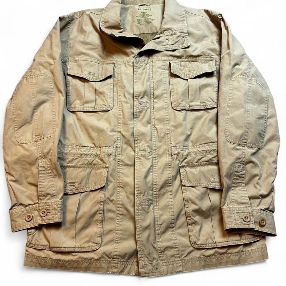 L.L. Bean utility chore barn gorpcore khaki zip button jacket size medium